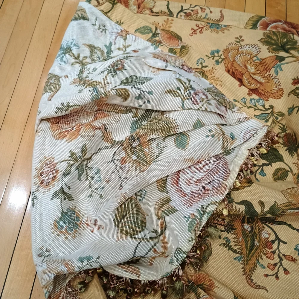 6 Pc Waverly Camelot Garden Room Floral Gold Waterfall Curtains & Canopy Valance
